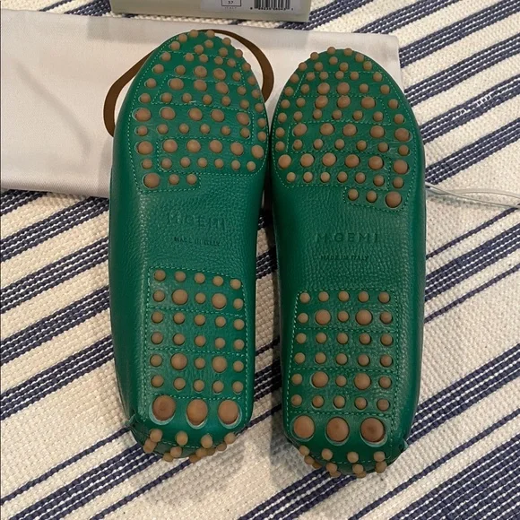EUC M. Gemi The Pastoso Tumbled Leather Driving Loafers in Jewel Green Size 37 - Picture 9 of 12